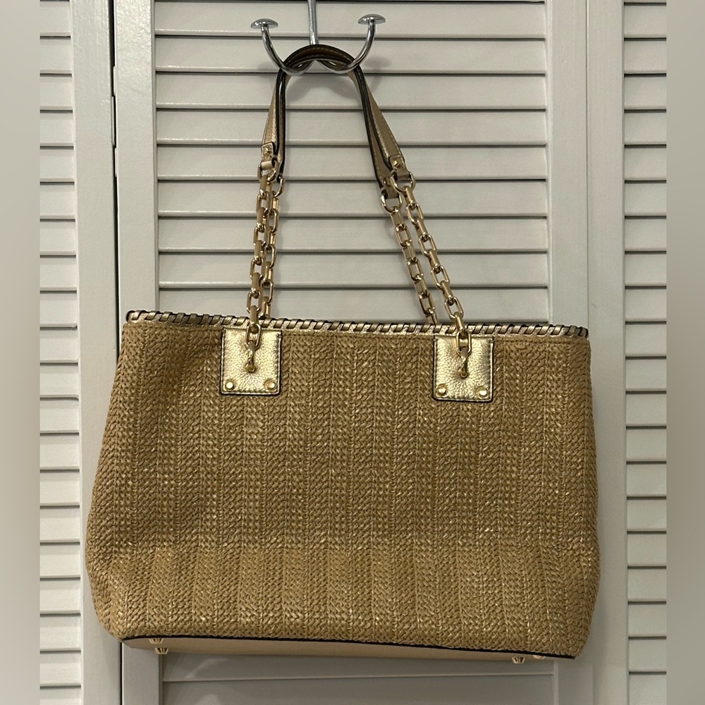 Micheal Kors leather and straw woven satchel - Picture 3 of 7